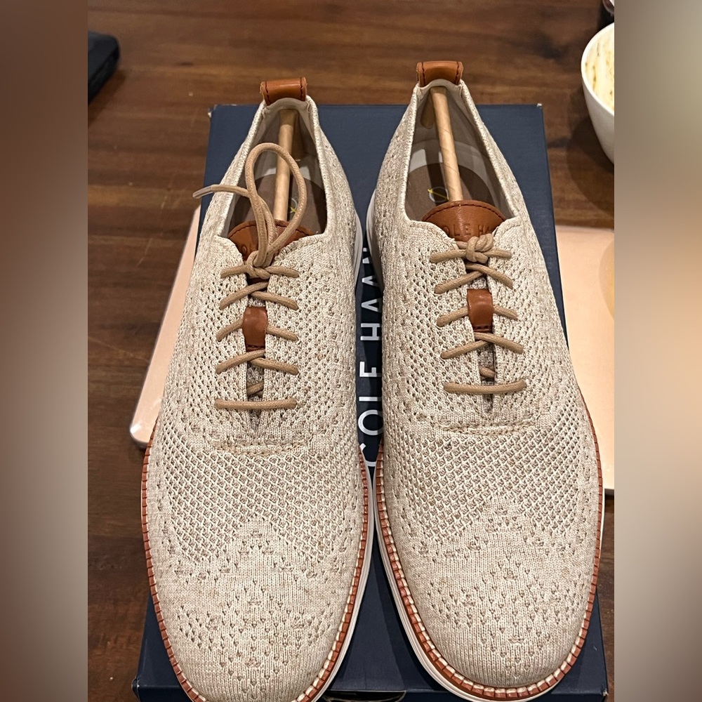 Cole Haan Men's Beige Knit Oxford Shoes